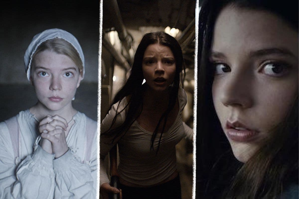 Anya Taylor-Joy in iconic roles from The Witch, Split, and Glass.